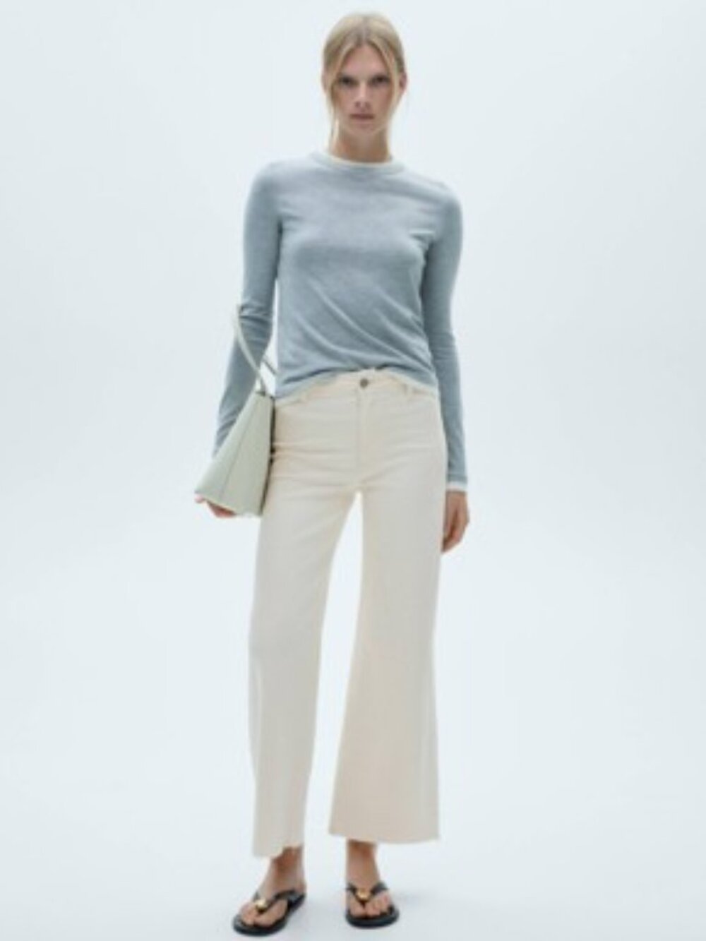 MANGO White Catherin Culotte high-rise jeans